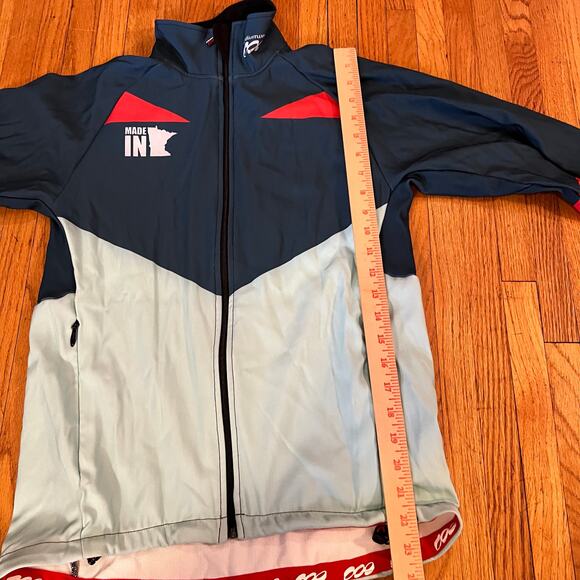 Podium Wear Jacket Adult XS Zip Performance Green Gray Running Coat - Picture 5 of 7